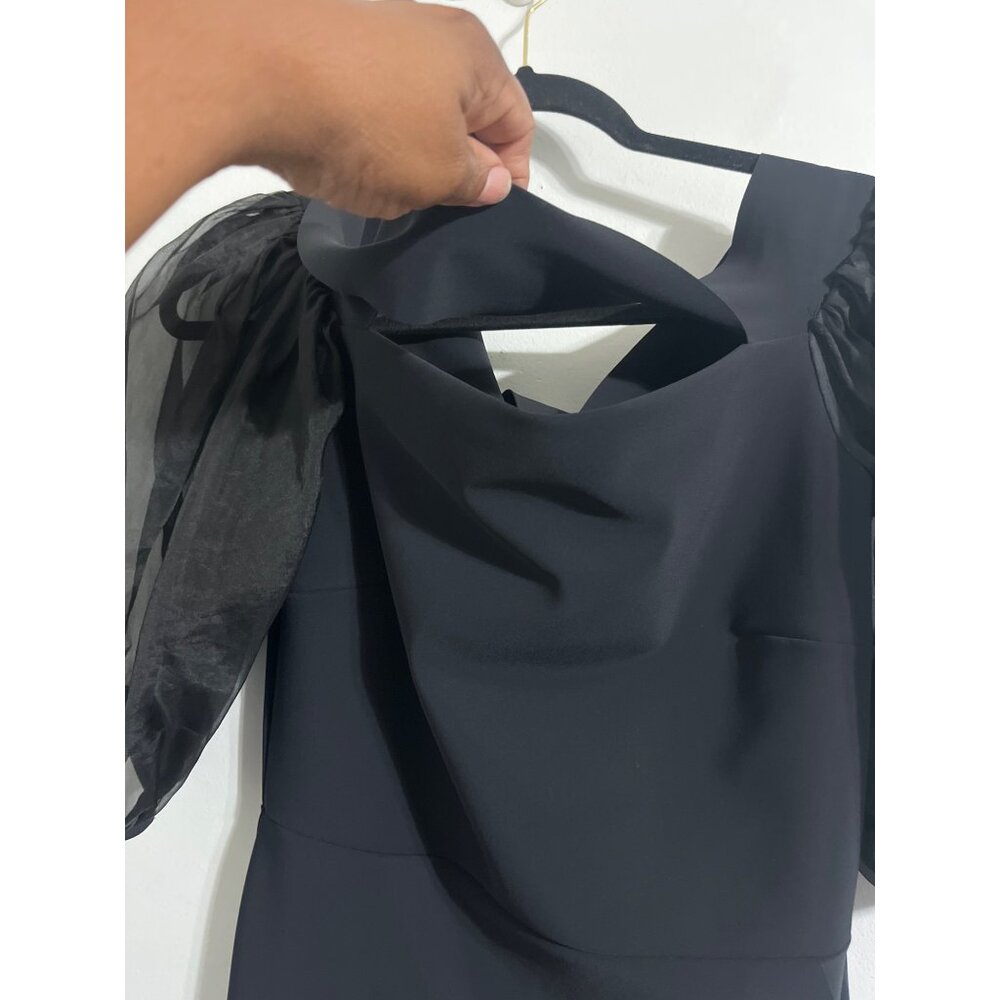 Chiara Boni Midnight Blue Midi Dress with Sheer Sleeves - Picture 6 of 14